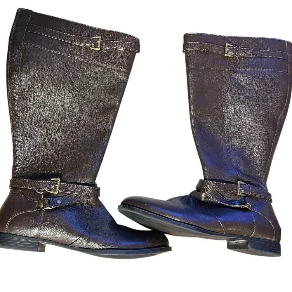 Comfortview Janis Tall Wide Calf Brown Leather Boot 9.5WW